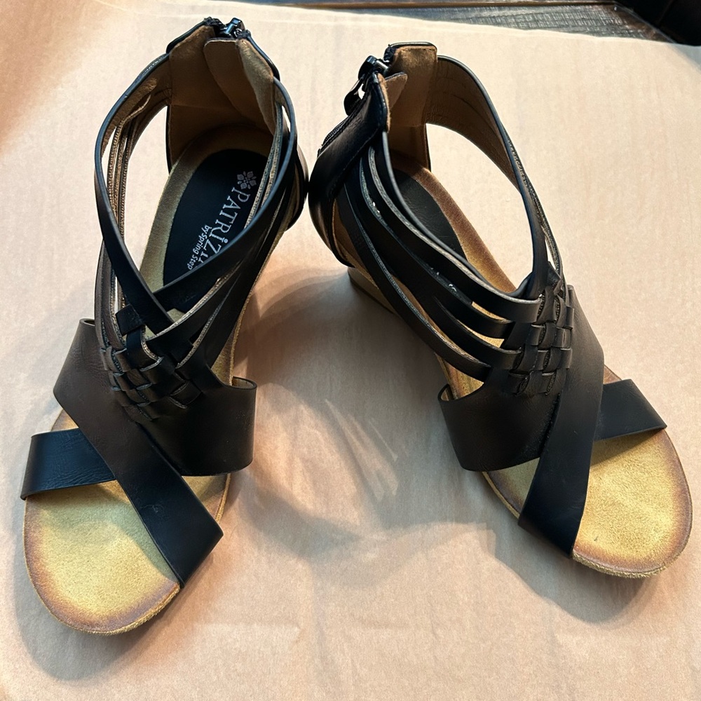 Patrizia by Spring Step Black and Tan Wedge Sandals. Like new.